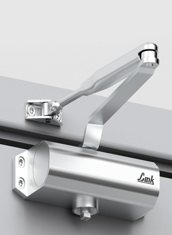 Link Surface Door Closer - 65 kg Capacity, Aluminium Body, Compact Design, Silver Finish, 3 Years Warranty - Image 1